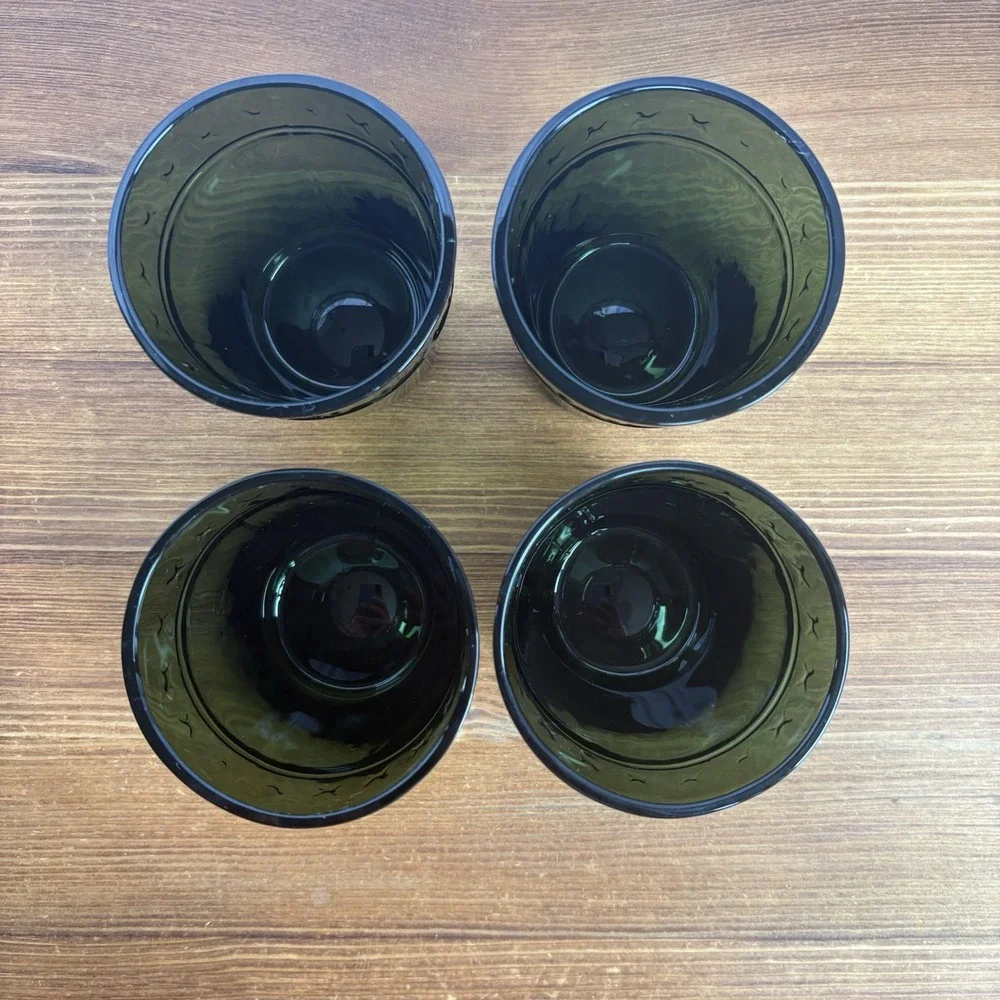 Vintage Green Glass Tumblers Set of 4 3.5